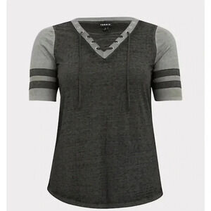 Torrid Lace Up Baseball Style Tee Shirt 00